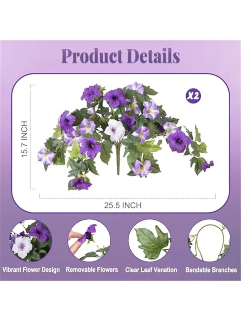 Artificial Morning Glory Flowers UV Resistant Outdoor Hanging Faux Petunia